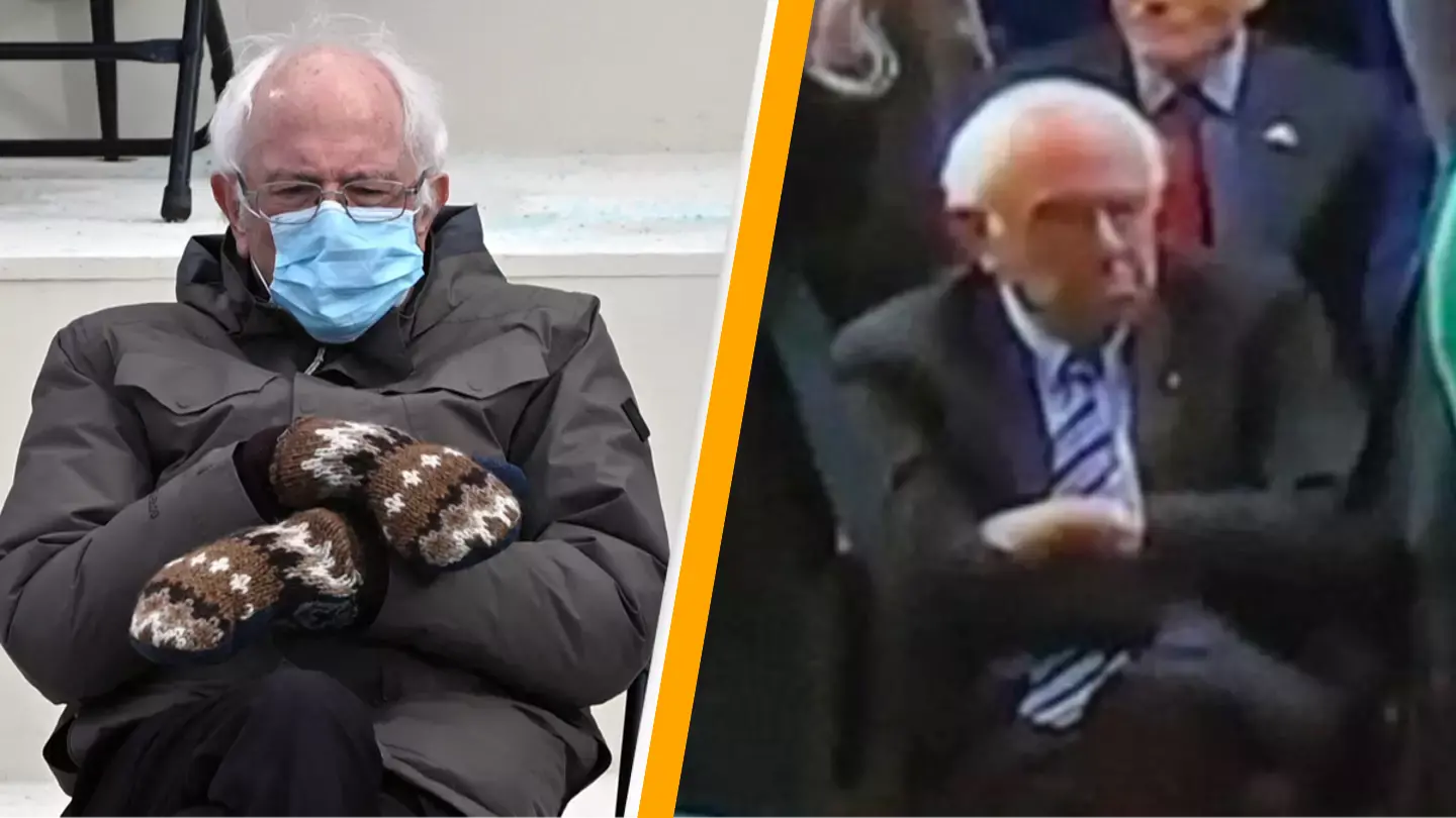 Bernie Sanders Strikes Familiar Pose Reminiscent Of 2021 Inauguration