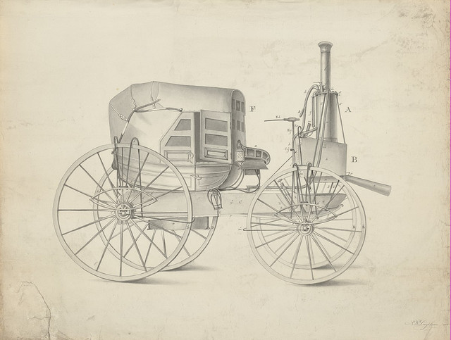 Steam automobile design circa 1845