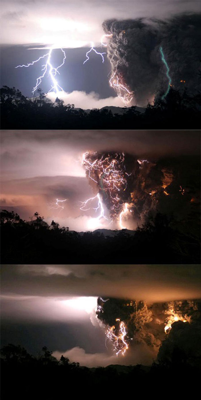 17) Volcano erupts during storms in the middle of the night, 2008 (Chile)