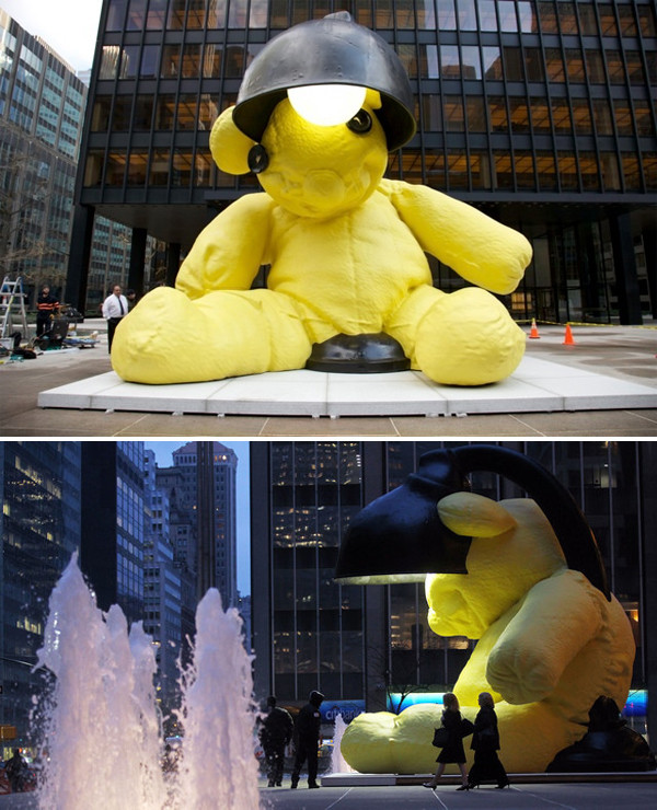 Giant Yellow Teddy Bear by Urs Fischer