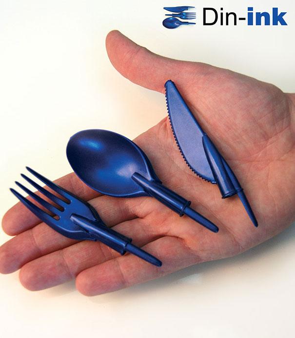 Din-Ink Pen Cap Eating Utensils