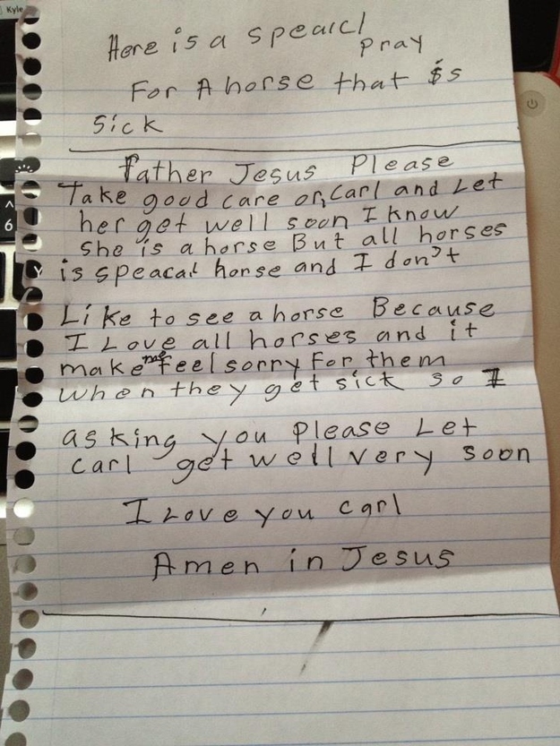 This note from a developmentally disabled man who was just looking out for his favorite animal.