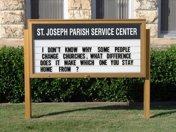 funny catholic church signs