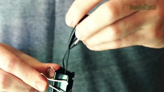 Keep your headphones from tangling by winding them around a binder clip.