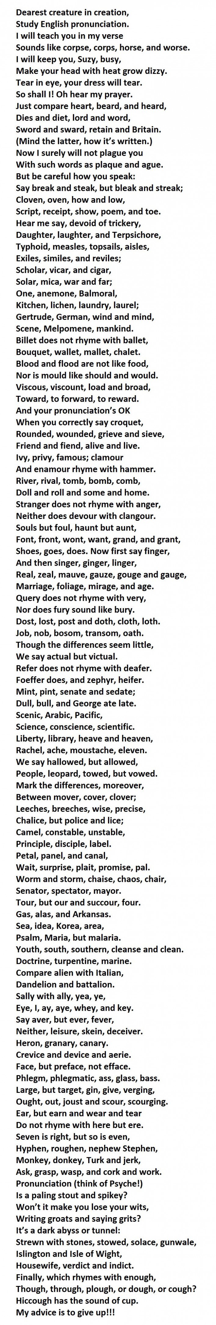 90 Of People Can't Pronounce This Whole Poem... Can You?