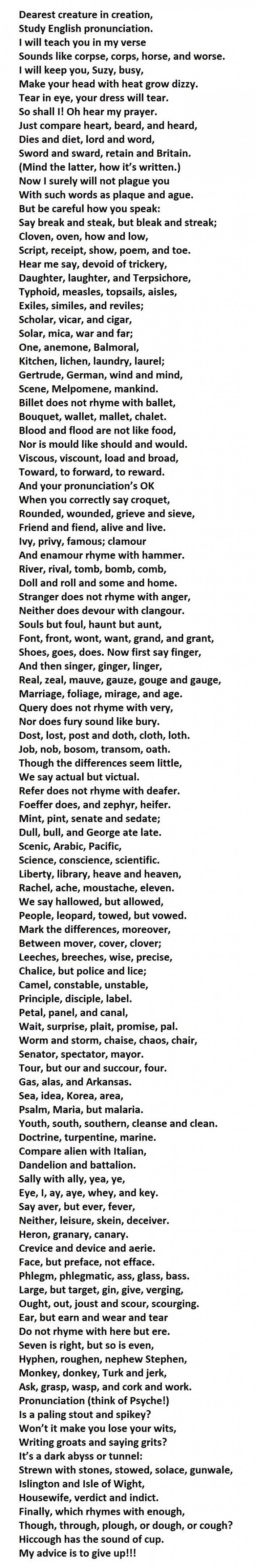 90 Of People Can t Pronounce This Whole Poem Can You Pulptastic