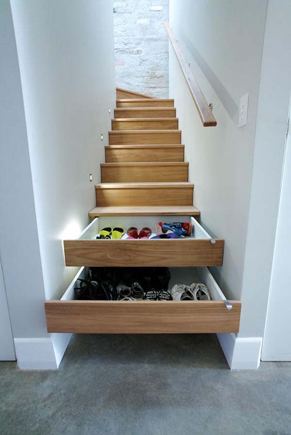 9.) Install stairs that double as drawers.