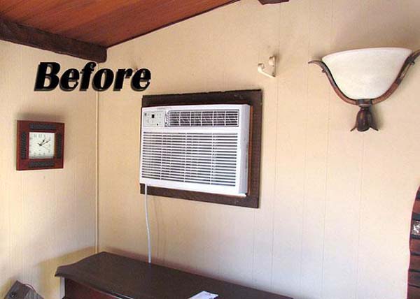 2.) Hide your AC unit behind a wall hanging or helpful chalk board.