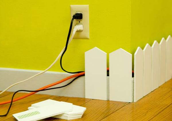 15.) Hide wires and cables with a tiny picket fence.