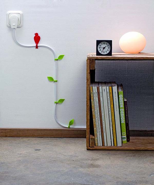 3.) Run cords along the walls with these pretty vine clips.