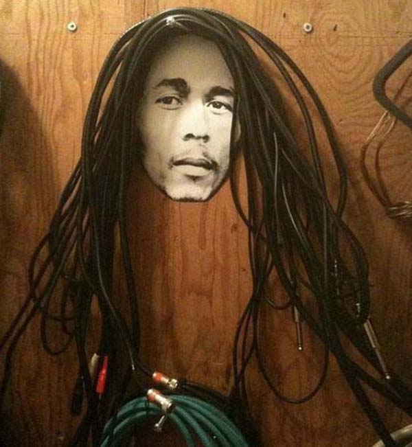 5.) Have a lot of cords? Turn them into Bob Marley's hair.