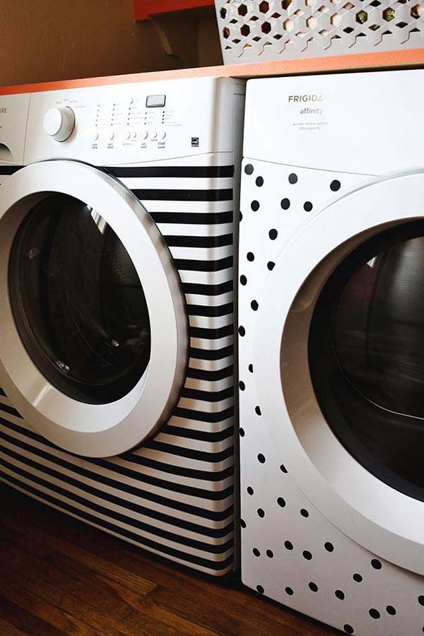 7.) Use tape to decorate your washer and dryer.