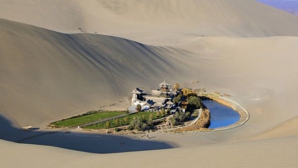 7. An oasis in the Gobi Desert.