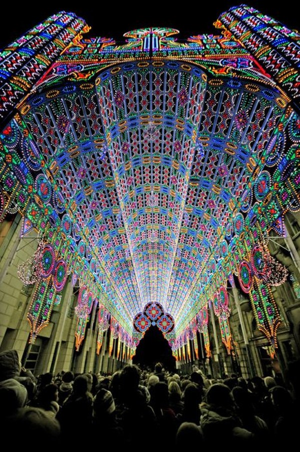 5. A cathedral decorated in 50,000 LED lights.