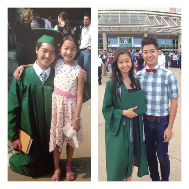 6. Eight years apart, these siblings are growing up fast.