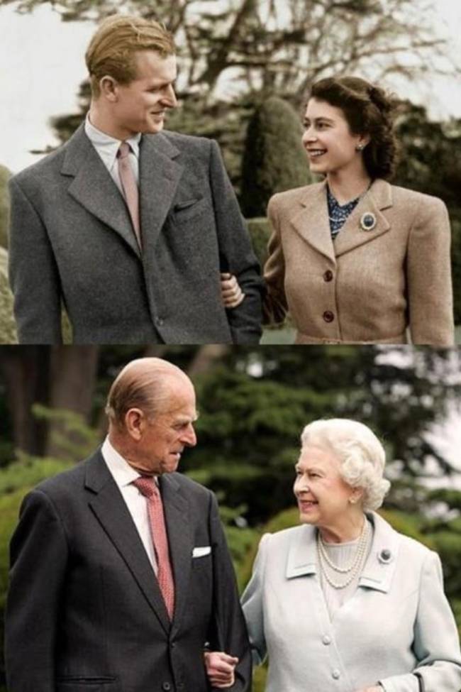 2. Queen Elizabeth II and Prince Philip, 65 years apart.