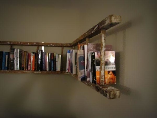 old ladder becomes bookshelf