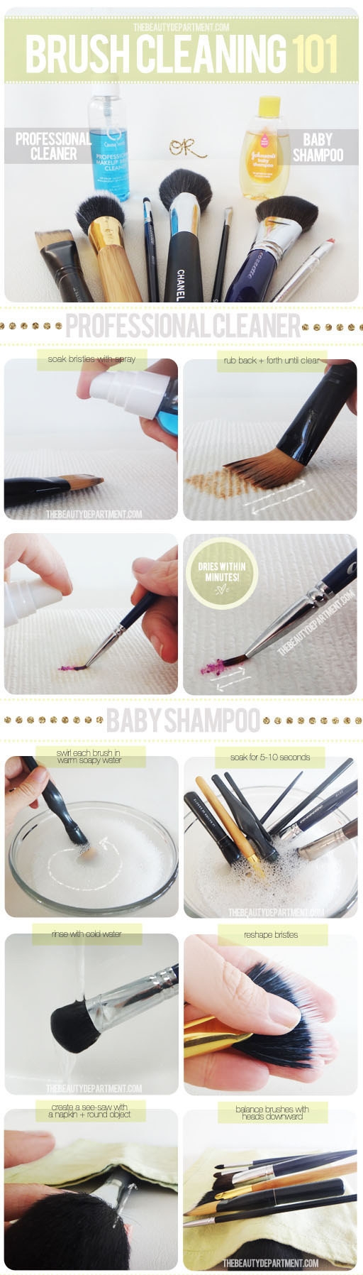 And here's how to actually clean all of those brushes.