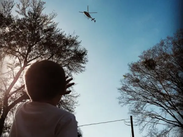 PHOTO: he local Sheriffs department arranged for a helicopter fly by to help Glenn Buratti celebrate his sixth birthday.