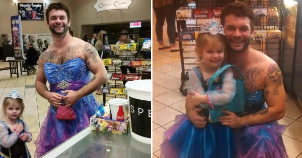 Bearded And Tattooed Uncle Wears Sparkly Dress To Cinderella Movie So His Niece Doesnt Feel Alone