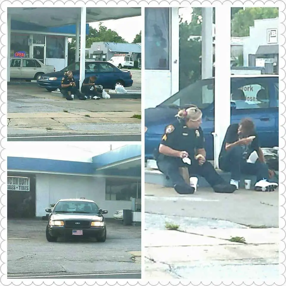 Touching Moment Florida Police Officer Shares Meal With Homeless Man