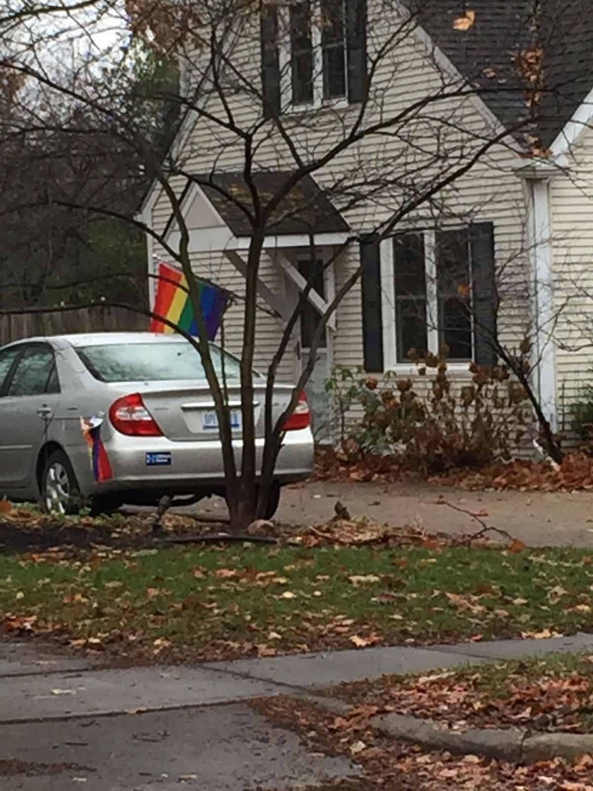 gay pride colors on white house