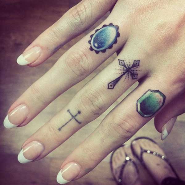 42.cross .and .jewels.finger.tattoo.small cross tattoos on finger