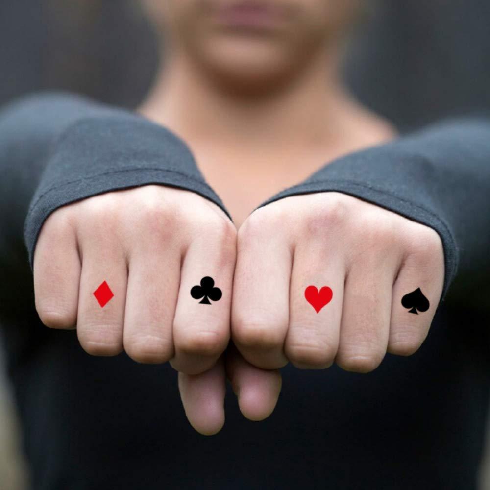 48.Card Symbols.finger.tattoos. Minimalist Color Temporary Tattoo Design Idea Finger