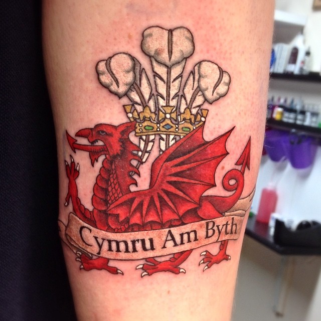 Tattoo uploaded by Michael  My second tattoo The Welsh dragon of Wales  in the celtic knots style celtictattoo dragontattoo  Tattoodo