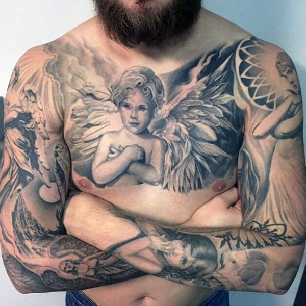 25 Angel Tattoo Designs For Men Of Faith - Pulptastic