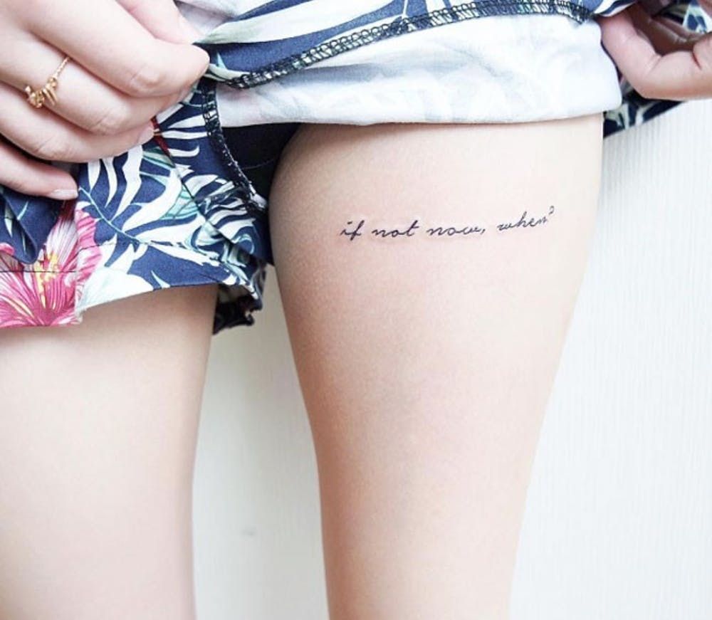 Script Tattoo On Thigh  Tattoo Designs for Women