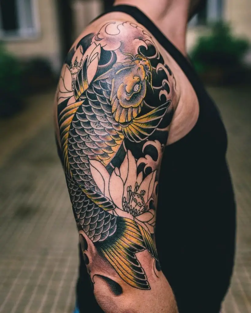 34+ Koi Fish With Lotus Flower Tattoo GlyndwrEbeny