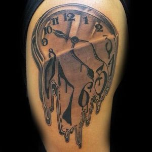 25 Timeless Clock Tattoo Designs For Men Pulptastic   12.melting Clock Tattoo 300x300 