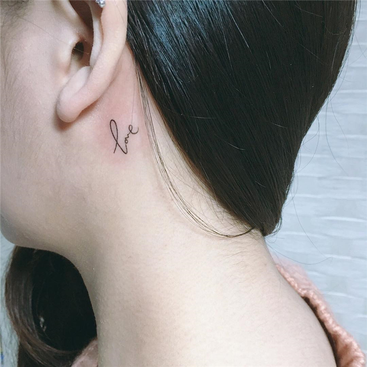 30 Cute Behind The Ear Tattoos For Women   28.words .behind.ear .tattoo 