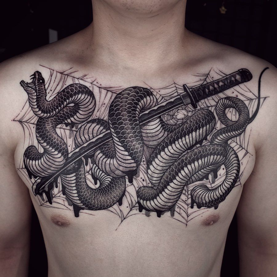 snake tattoo on chest  YouTube