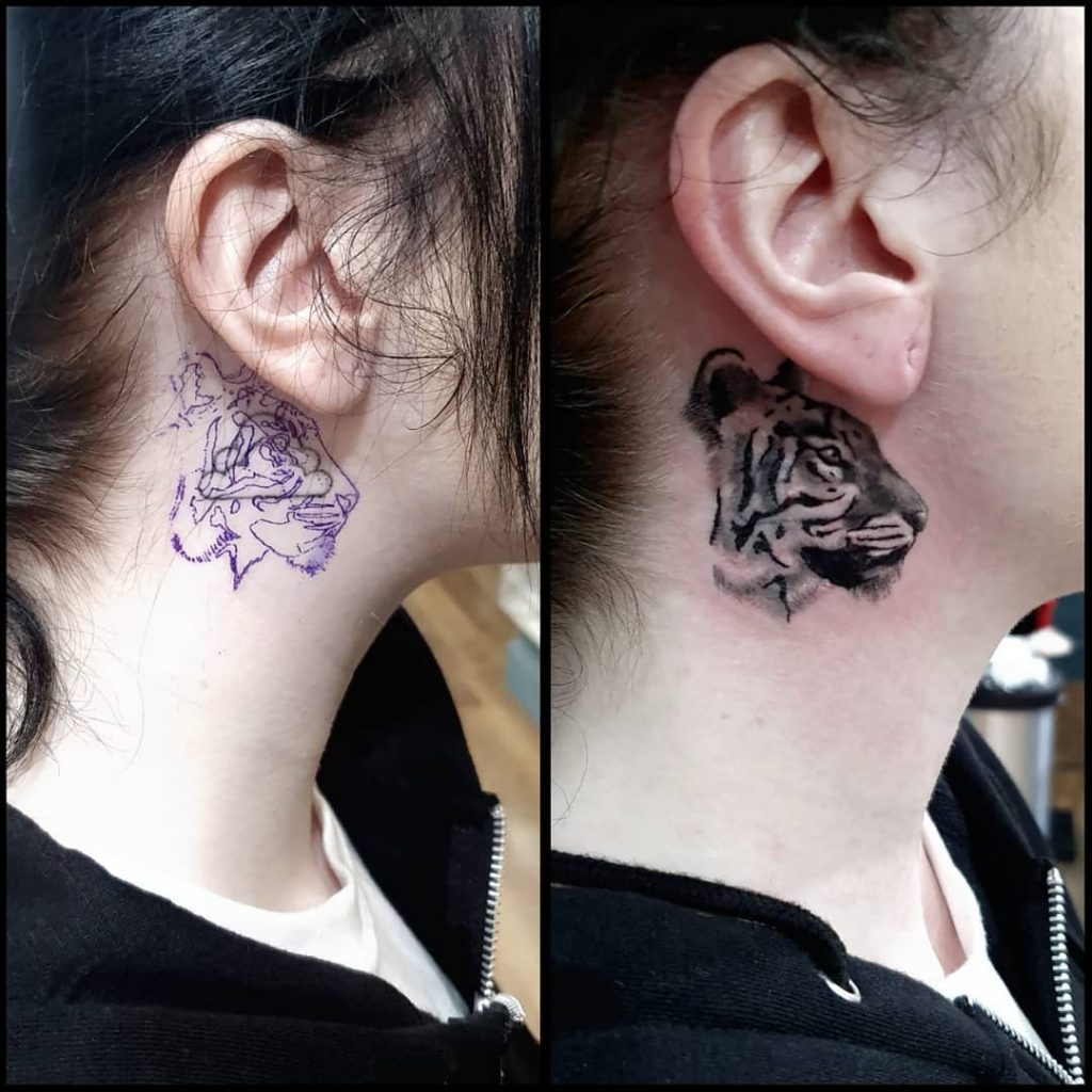 70 Best Behind The Ear Tattoos For Women  Blurmark  Behind ear tattoos Cover  tattoo Ear tattoo