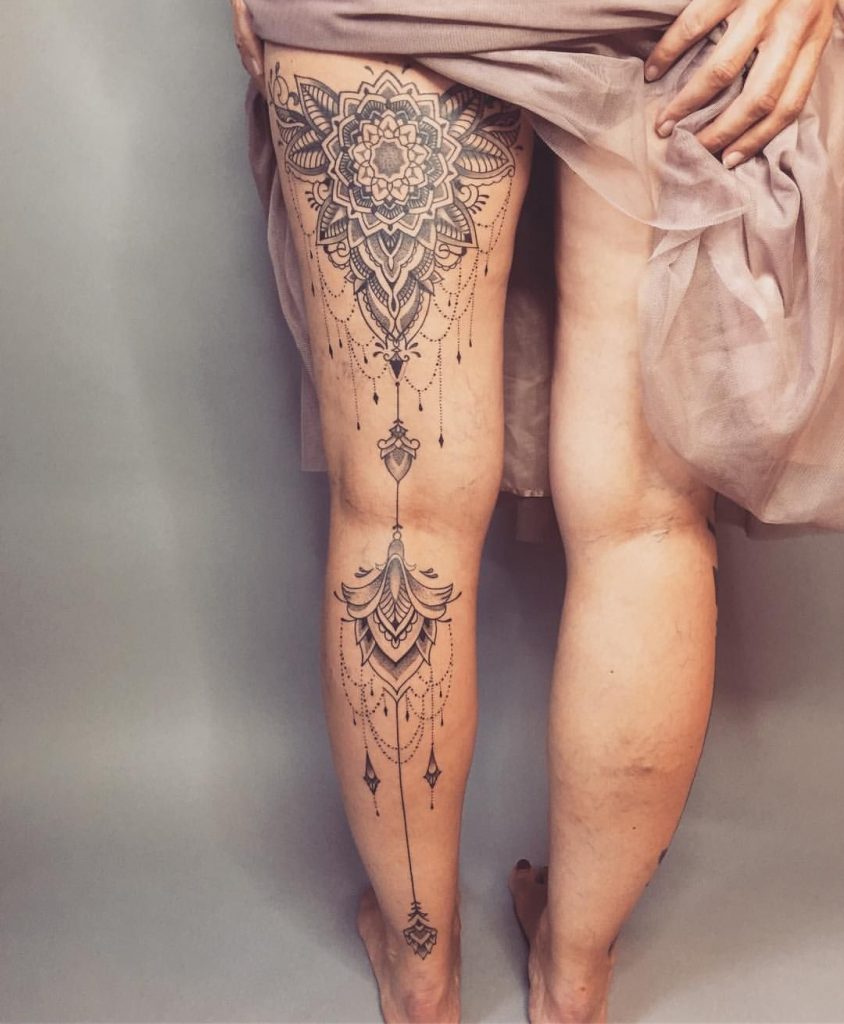 back thigh tattoos for females