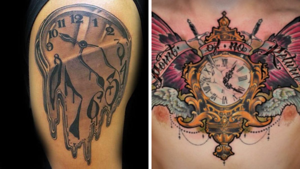 45 Wonderful Clock Tattoos On Thigh