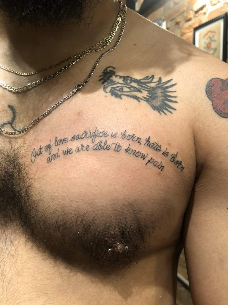 psalms 23 chest tattoo