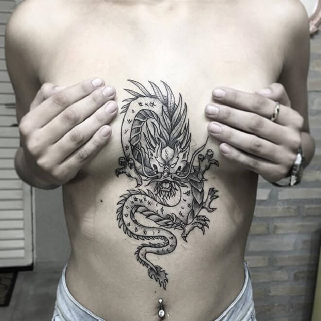 18.chest .Dragon Lady Tattoo