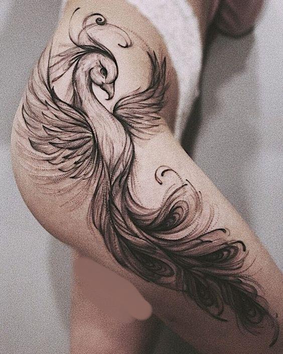 Top 108 + Phoenix hip tattoo