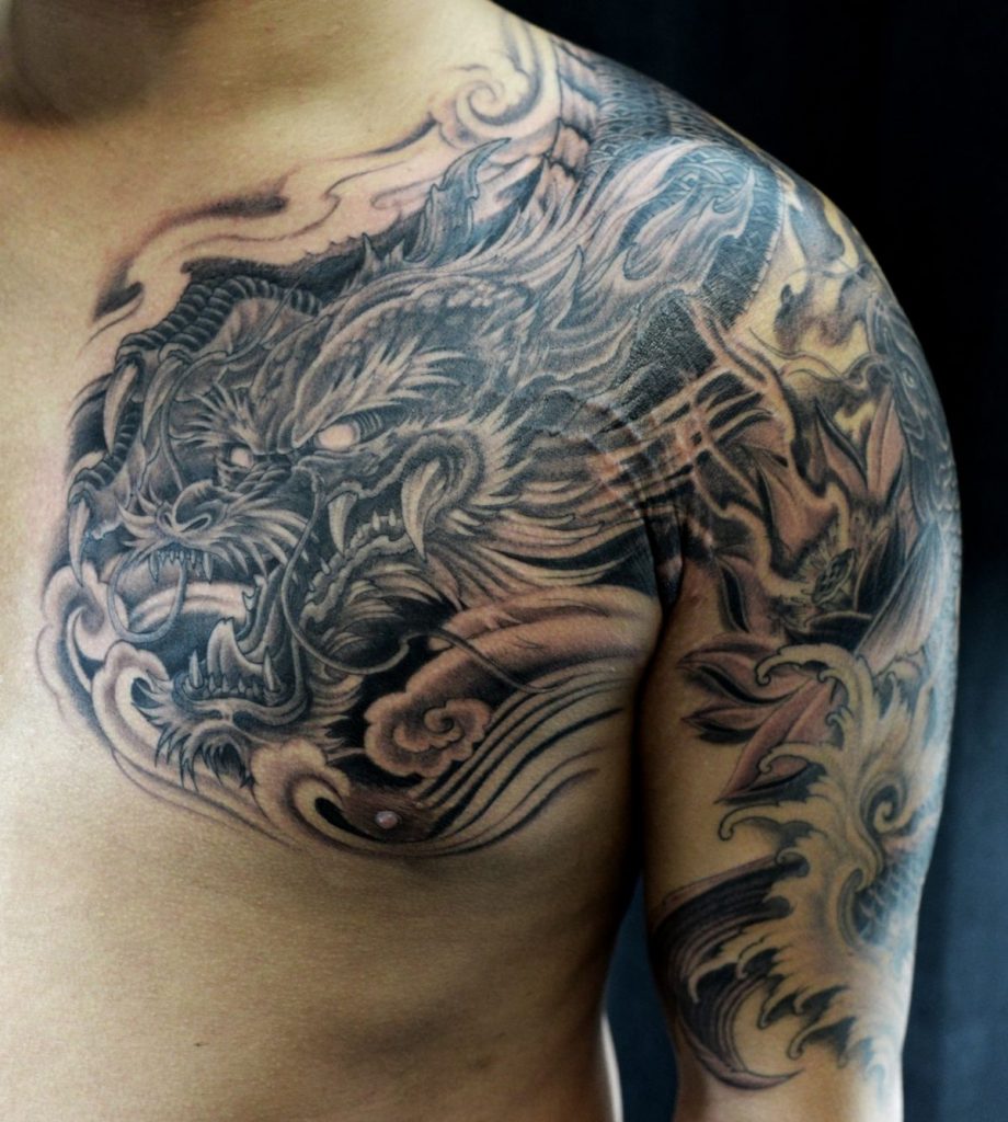 Tattoo tribal shoulder dragon 