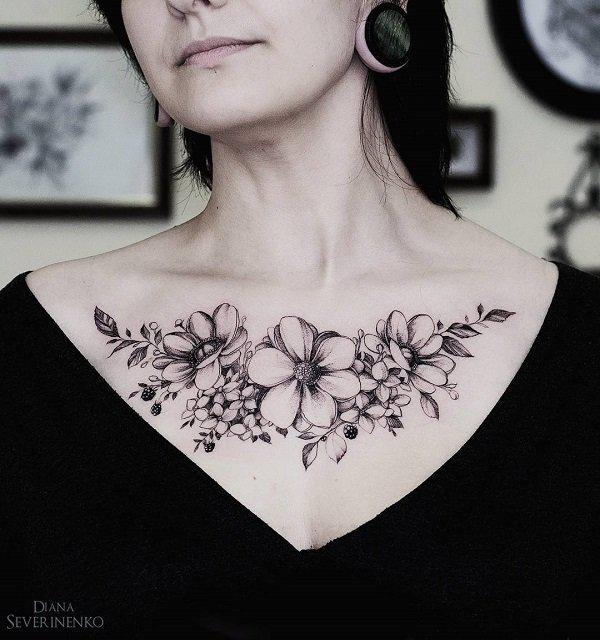 2. flower chest tattoo