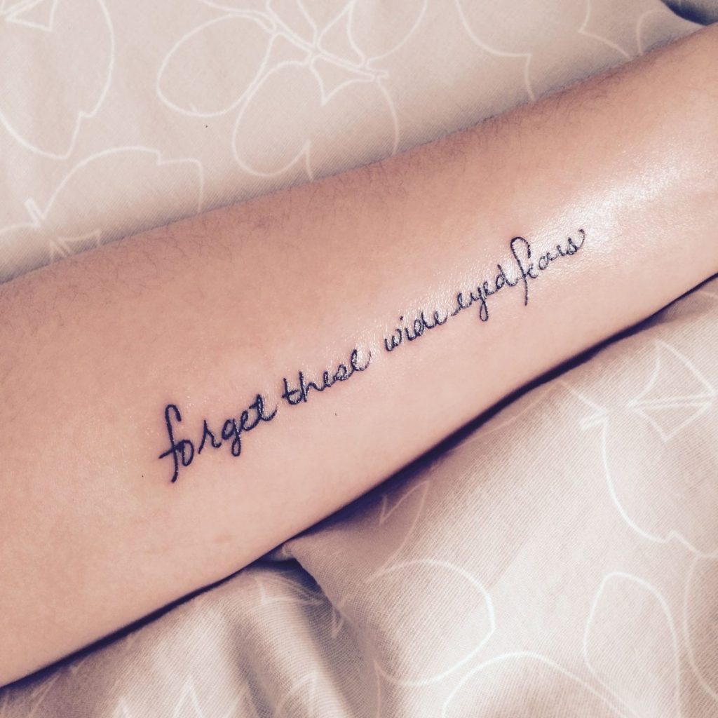 outer forearm quote tattoos for women