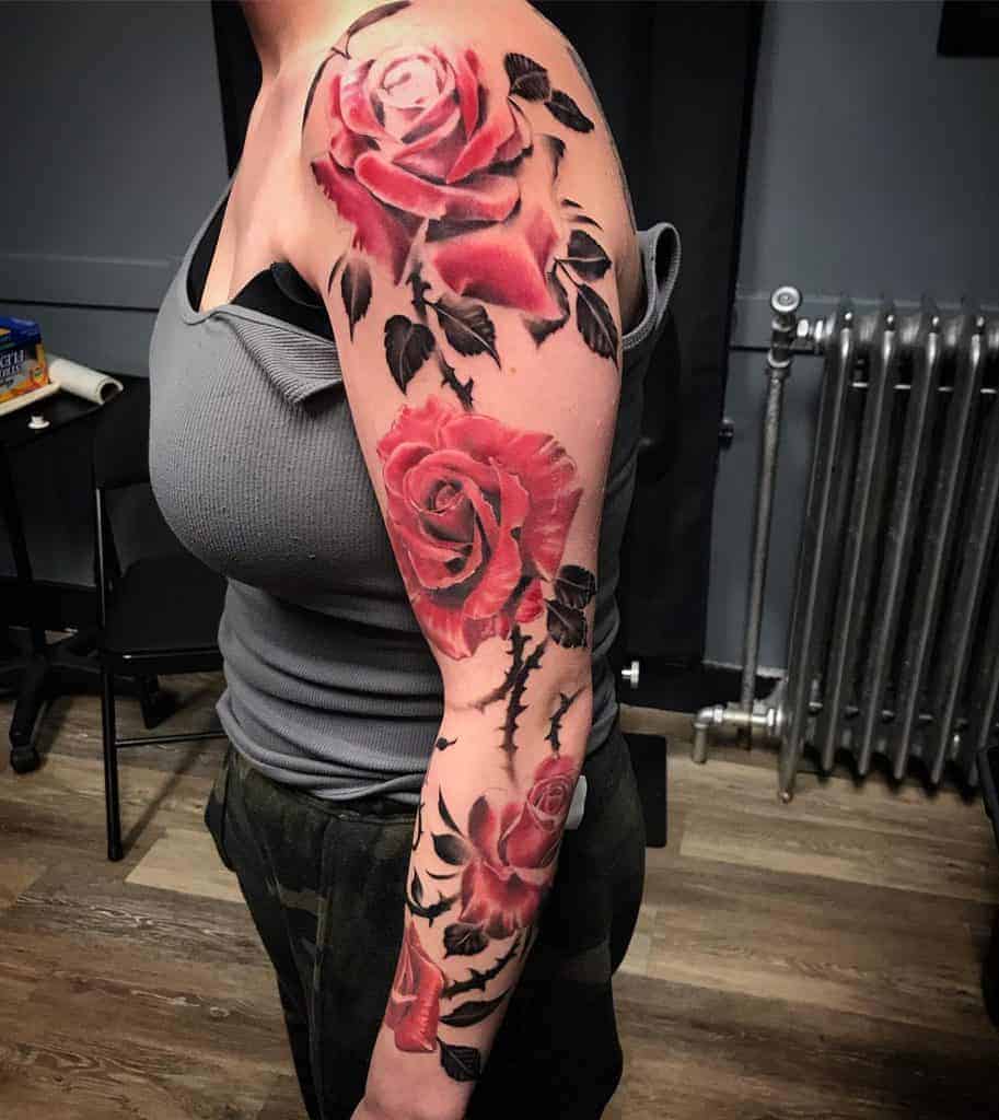 rose sleeve tattoo stencil