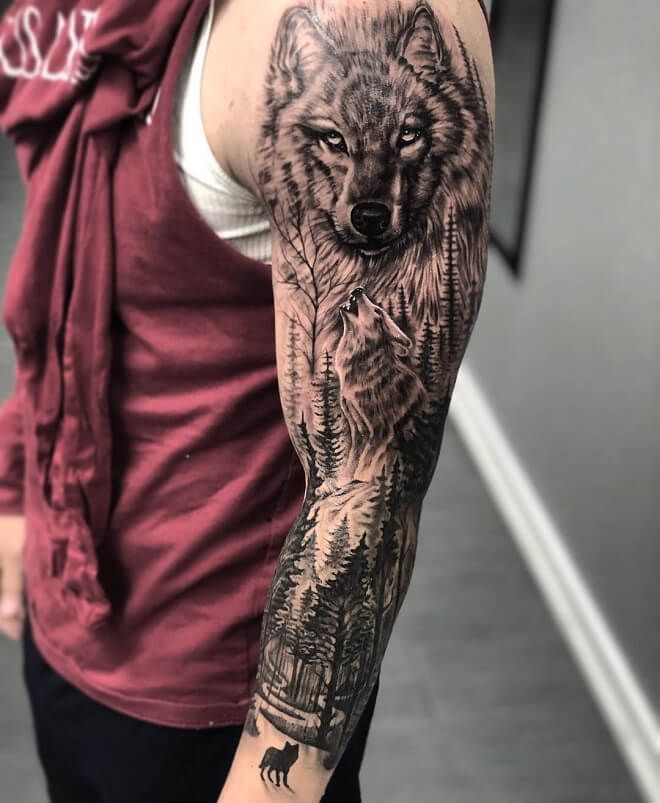 One arm sleeve tattoo