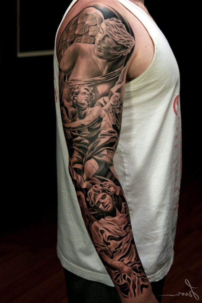 half sleeve tattoo designs for men angel