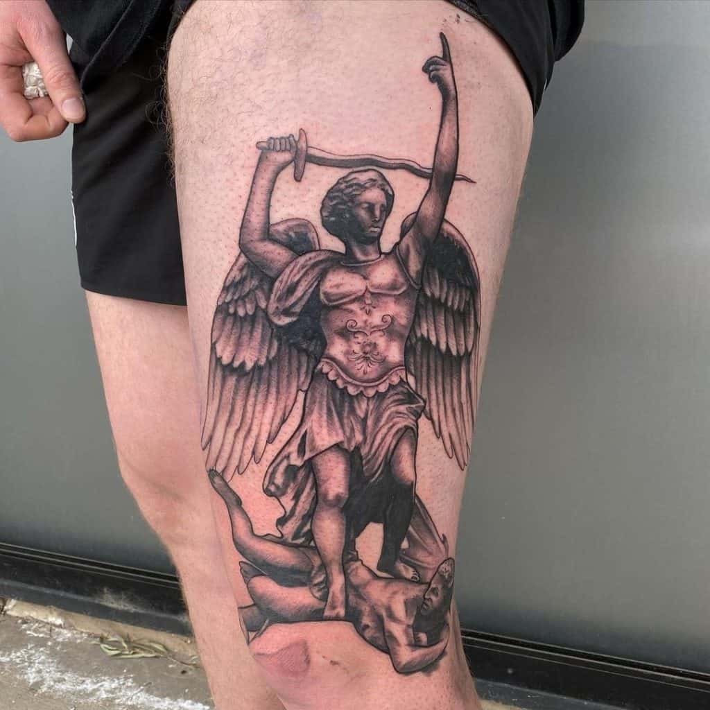 religious leg tattoos for men