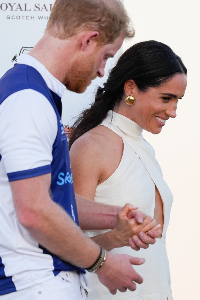 Prince Harry and Meghan Markle at the 2024 Royal Salute Polo Challenge in April 2024