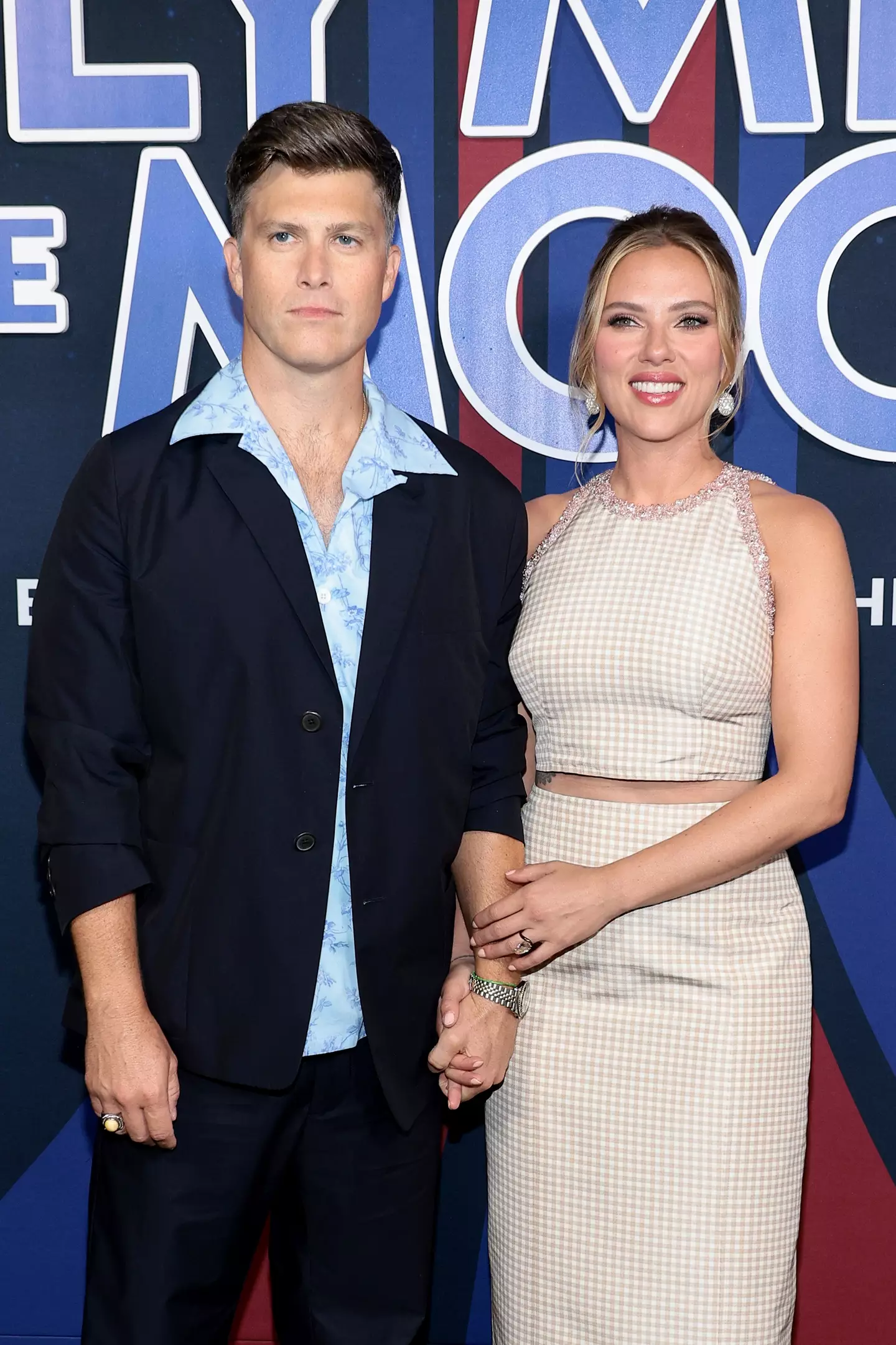 Colin Jost delivered a risqué joke about his wife. (Dimitrios Kambouris/Getty Images)